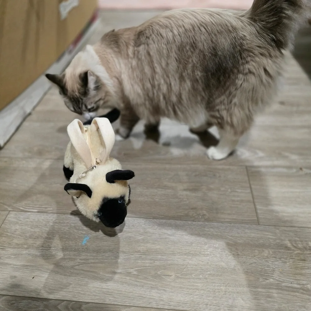 Plush vintage siamese cat purse wristlet